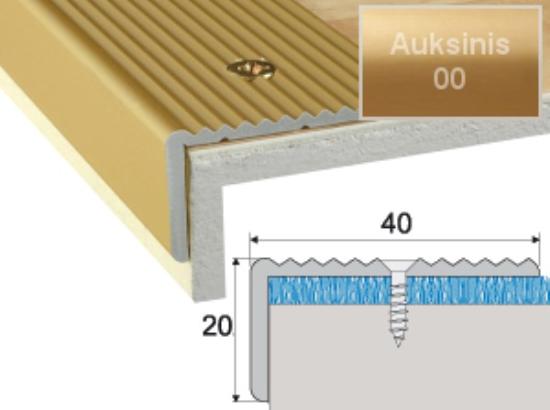 Prekės „Profilis laiptams A33 aukso spalvos imitacija 40 x 20 mm 0,9 m A33-00-090“ paveikslėlis