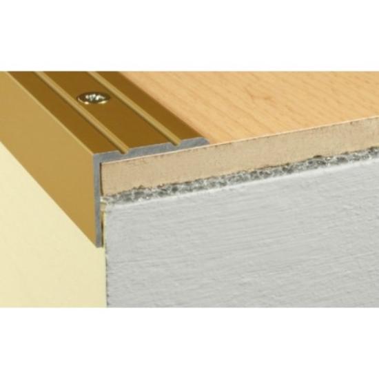 Prekės „Profilis laiptams A36-00 aukso spalvos imitacija 25 x 20 mm 2,7 m“ paveikslėlis