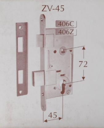 Prekės „Spyna durų įleidžiama 72/45 mm be rankenų ir be cilindro ZV45 406Z“ paveikslėlis