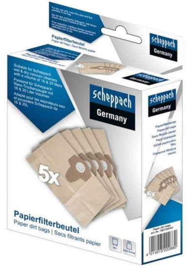 Prekės nuotrauka Maišeliai filtrai popieriniai 5 vnt siurbliui NTS16/20 Scheppach