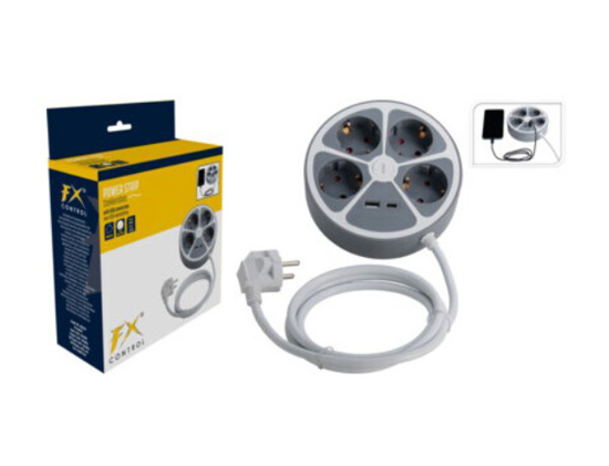 Prekės nuotrauka Ilgiklis ritėje 4 lizdų 1,5 m su įž. USB FX control