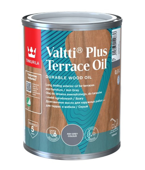 Prekės nuotrauka Terasų aliejus Tikkurila Terrace Oil Ash Grey YD 0,9 l pilkas
