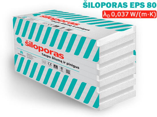 Prekės nuotrauka Polistirenas, šiloporas EPS 80 M17, 30x1000x1000 mm