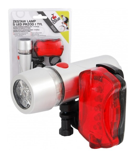 Prekės nuotrauka Žibintai dviračiui priekinis+galinis 5 Led 4Bike
