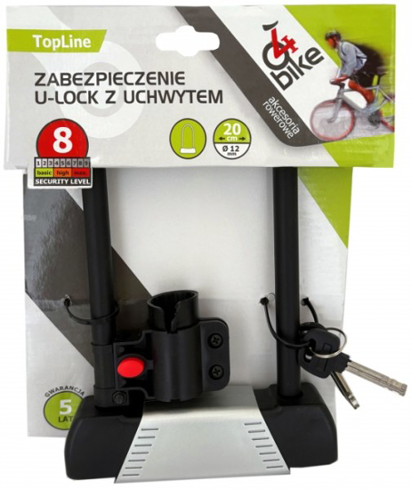 Prekės nuotrauka Spyna dviračiui su laikikliu 20cm/12mm U-Lock 4Bike