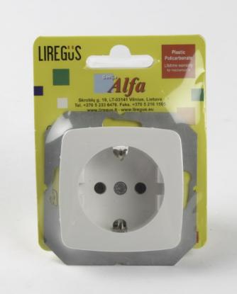 Prekės „Kištukinis lizdas su įžeminimu be rėmelio ĮKL16-004-01 ALFA baltos spalvos Liregus“ paveikslėlis