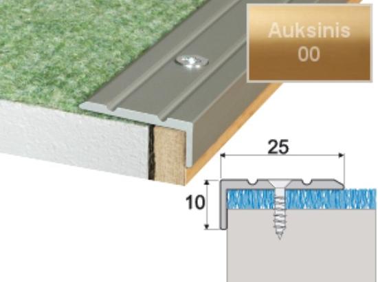 Prekės „Profilis laiptams A31 aukso spalvos imitacija 25 x 10 mm 1,8 m A31-00-180“ paveikslėlis