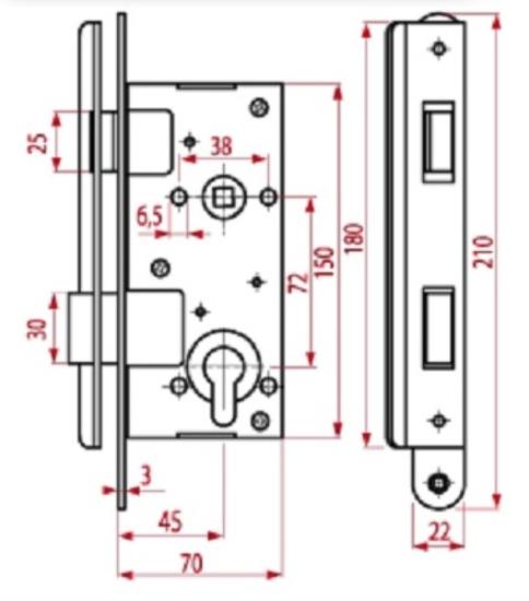 Prekės „Spyna durų įleidžiama 72/45 mm balta su rankena be cilindro ZV45 406C-35802/2“ paveikslėlis