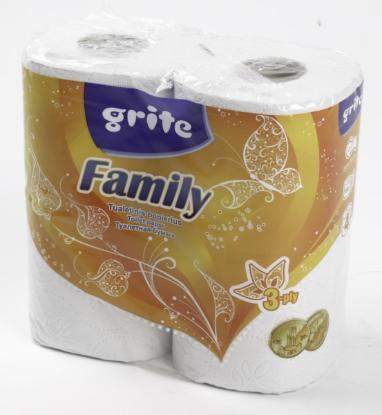 Prekės „Tualetinis popierius "Grite Family" 3 sluoksniai 4 vnt“ paveikslėlis