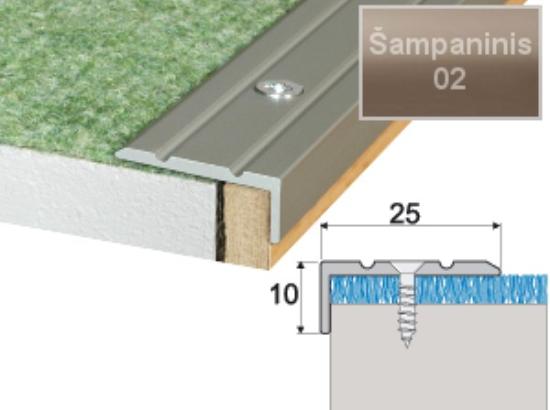 Prekės „Profilis laiptams A31 šampano spalvos imitacija 25 x 10 mm 1,8 m A31-02-180“ paveikslėlis