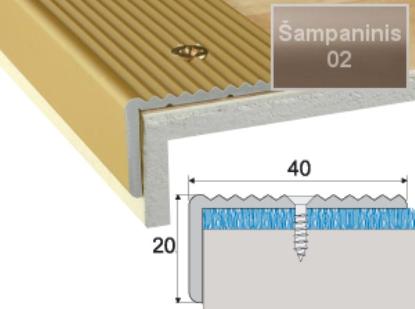 Prekės „Profilis laiptams A33 40x20mm 180cm šampano spalva“ paveikslėlis