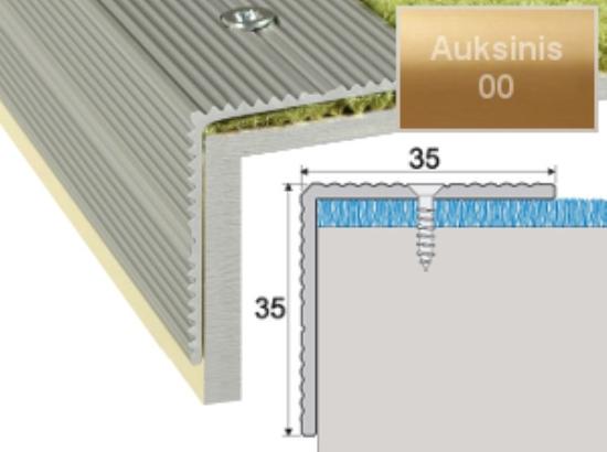 Prekės „Profilis laiptams A34 aukso spalvos imitacija 35 x 35 mm 0,9 m A34-00-090“ paveikslėlis