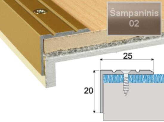 Prekės „Profilis laiptams A36 šampano spalvos imitacija 25 x 20 mm 0,9 m A36-02-090“ paveikslėlis