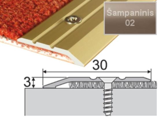 Prekės „Profilis sujungimo grindų A01 šampano spalvos imitacija 30 x 3 mm 2,7 m A01-02-270“ paveikslėlis