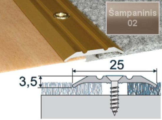Prekės „Profilis sujungimo grindų A12 šampano spalvos imitacija 25 x 2 mm 0,93 m“ paveikslėlis