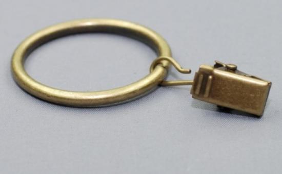 Prekės „Karnizo žiedas metalinis, šviesiai sendinto aukso spalvos su segtukais 25 mm10 vnt“ paveikslėlis