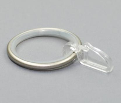 Prekės „Karnizo žiedas metalinis, šviesiai matinės sidabro spalvos su segtukais 25 mm 10 vnt“ paveikslėlis