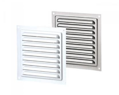 Prekės „Grotelės ventiliacinės metalinės su tinkleliu 125 x 125 mm MVM125SR rudos Vents“ paveikslėlis