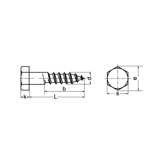 Prekės „Medsraigčiai DIN-571 6x120 mm su šešiakampe galvute“ paveikslėlis