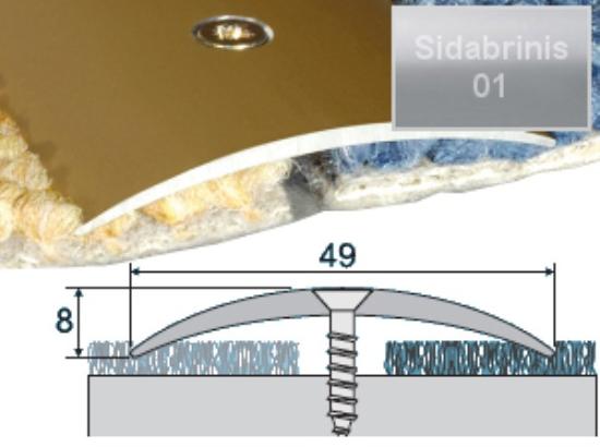 Prekės „Profilis sujungimo grindų A04 sidabro spalvos imitacija 49 x 8 mm 2,7 m A04-01-270“ paveikslėlis