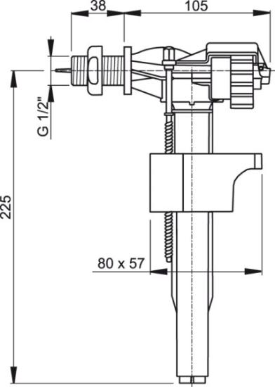 Prekės „Klozeto bakelio mechanizmas šoniniu  pripylimu ALCAPLAST 1/2" A150“ paveikslėlis