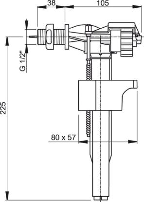 Prekės „Klozeto bakelio mechanizmas šoniniu  pripylimu ALCAPLAST 1/2" A150“ paveikslėlis