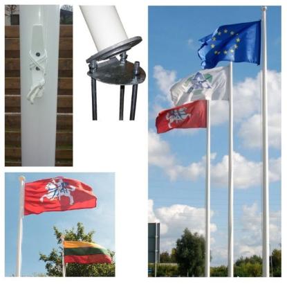 Prekės „Stiebas vėliavos 6 m su išoriniu pakėlimu rankinis baltas stikloplasto Viking Pro“ paveikslėlis