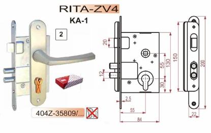 Prekės „Spyna durų įleidžiama 55/55 mm balta su rankena be cilindro RITA 404Z-35809/2“ paveikslėlis