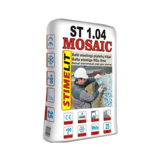 Prekės „Balti elastingi plytelių klijai STIMELIT ST1.04 MOSAIC, sumažintas slysmas, 25 kg
“ paveikslėlis