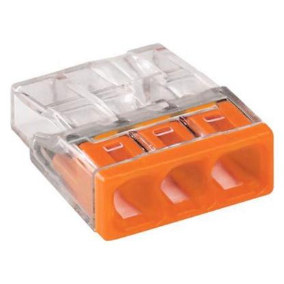 Prekės „Jungtis 3 laidų 3 x 0,5-2,5 mm oranžinė 100 vnt Wago“ paveikslėlis