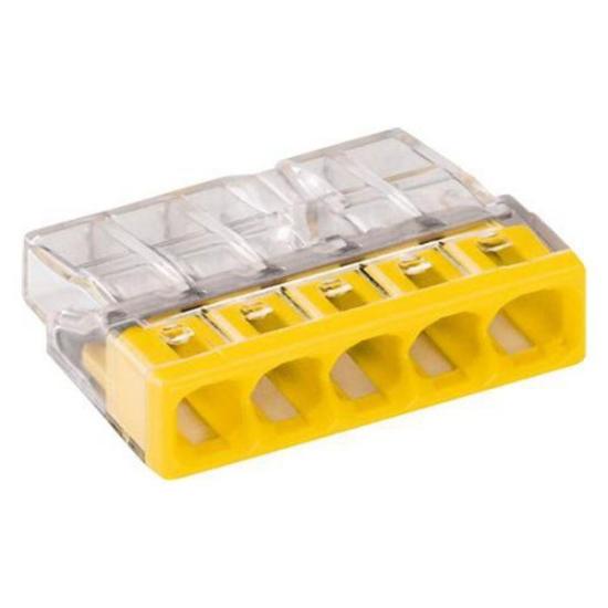 Prekės „Jungtis 5 laidų 5 x 0,5-2,5 mm geltona 100 vnt Wago“ paveikslėlis