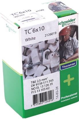 Prekės „Apkaba laidų tvirtinimui balta TC 6 x 10 mm 100 vnt Thorsman“ paveikslėlis