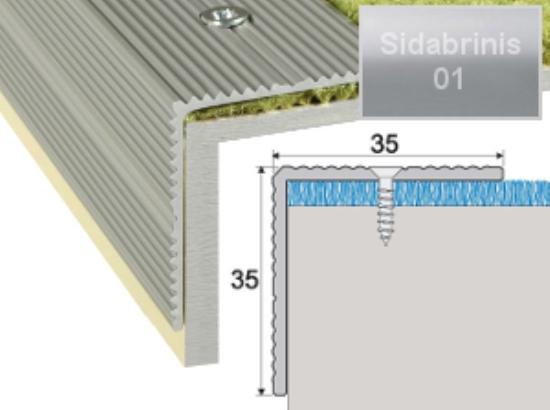 Prekės „Profilis laiptams A34 sidabro spalvos imitacija 35 x 35 mm 2,7 m A34-01-270“ paveikslėlis