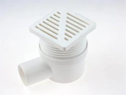 Prekės „Trapas vandens nubėgimo Ø 110 mm plastiko grotelėmis 150 x 150 mm pilkas reguliuojamas“ paveikslėlis