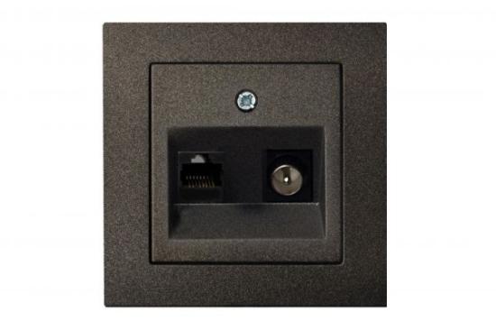 Prekės „Kištukinis kompiuterio ir telefono lizdas be rėmelio ITKL-001-01 Epsilon Black juodos spalvos Liregus“ paveikslėlis