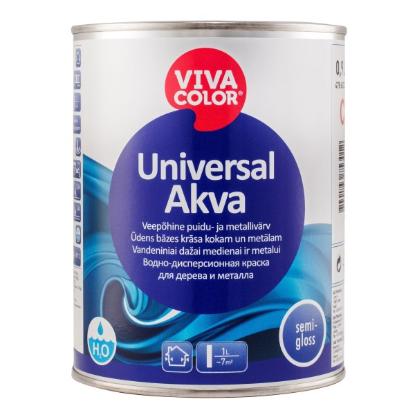 Prekės „Dažai medžiui ir metalui pusiau blizgūs UNIVERSAL AKVA 0,9 l VIVACOLOR“ paveikslėlis