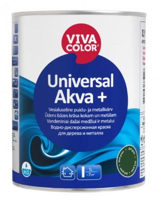 Prekės „Dažai medžiui ir metalui pusiau blizgūs UNIVERSAL AKVA tamsiai žali 0,9 l VIVACOLOR“ paveikslėlis
