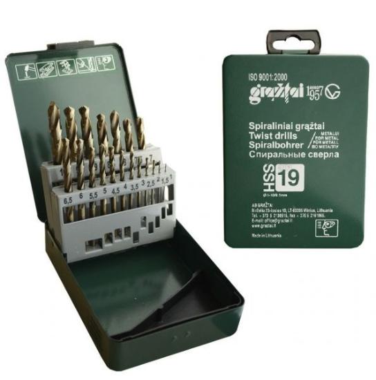 Prekės „Grąžtų rinkinys metalui 19 dalių 1 - 10 mm Profi AB Grąžtai“ paveikslėlis