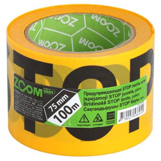 Prekės „Juosta įspėjamoji geltonos spalvos STOP ZOOM 75mm x 100 m“ paveikslėlis