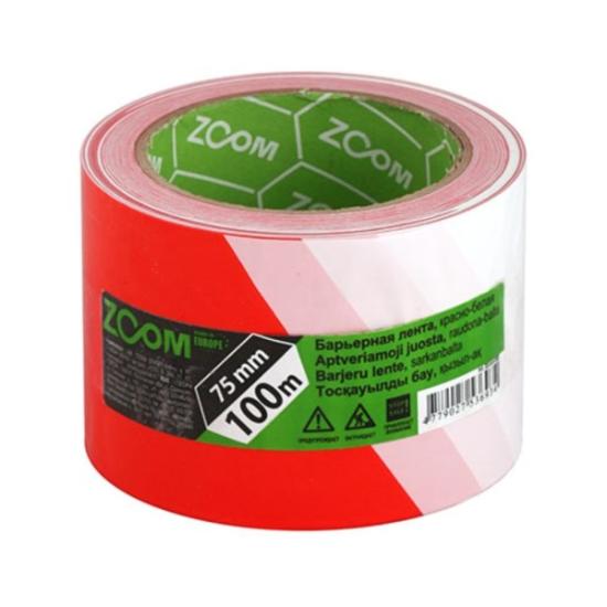 Prekės „Juosta aptveriamoji ZOOM 75 mm x 100 m raudona - balta“ paveikslėlis