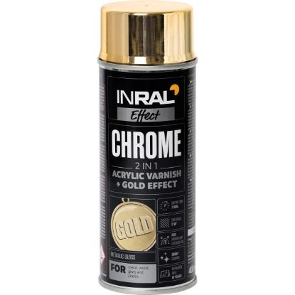 Prekės „Lakas aerozolinis akrilinis INRAL CHROME auksinis 400 ml“ paveikslėlis