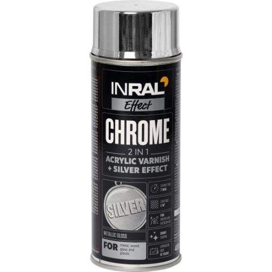 Prekės „Lakas akrilinis INRAL CHROME sidabrinis 400 ml“ paveikslėlis