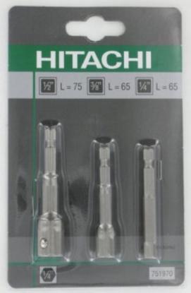 Prekės „Adapterių rinkinys 1/4",3/8",1/2" 3 dalių HITACHI“ paveikslėlis