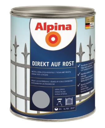 Prekės „Dažai antikoroziniai metalui Alpina Direkt auf Rost blizgūs RAL 7040 0,75 l“ paveikslėlis
