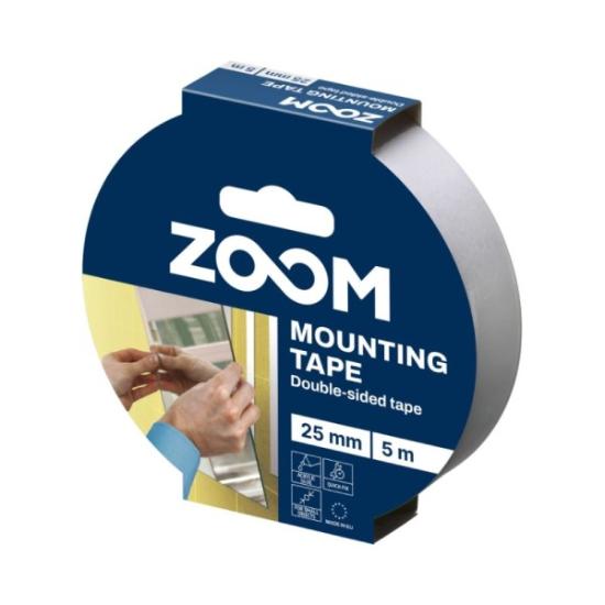 Prekės „Juosta montavimo ZOOM 25 mm x 5 m dvipusė“ paveikslėlis