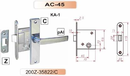 Prekės „Spragtukas durims su rankenomis aliuminio spalvos AC45 200Z-35822/F1“ paveikslėlis