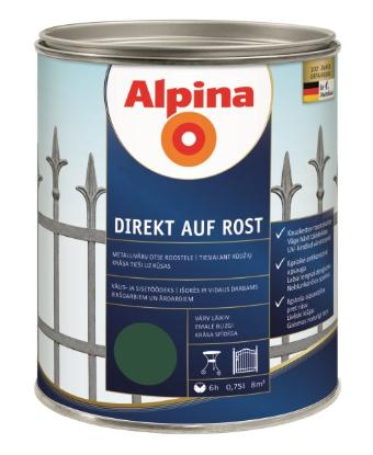 Prekės „Dažai antikoroziniai metalui Alpina Direkt auf Rost blizgūs RAL 6005 0,75 l“ paveikslėlis