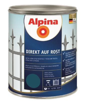 Prekės „Dažai antikoroziniai metalui Alpina Direkt auf Rost blizgūs RAL 5010 0,75 l“ paveikslėlis