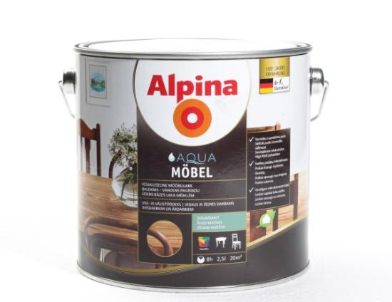 Prekės „Lakas baldinis Alpina Aqua Moebellack šilko matinis  2,5 l“ paveikslėlis