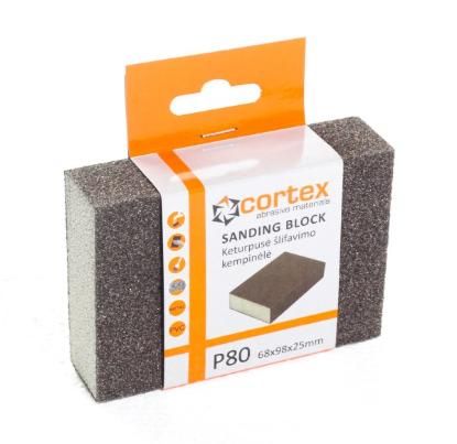 Prekės „Kempinė šlifavimui 98 x 68 x 25 mm P80 keturpusė blisteris Cortex“ paveikslėlis